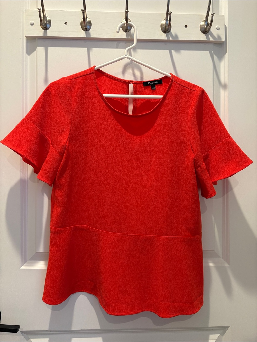Madewell Red Peplum Blouse